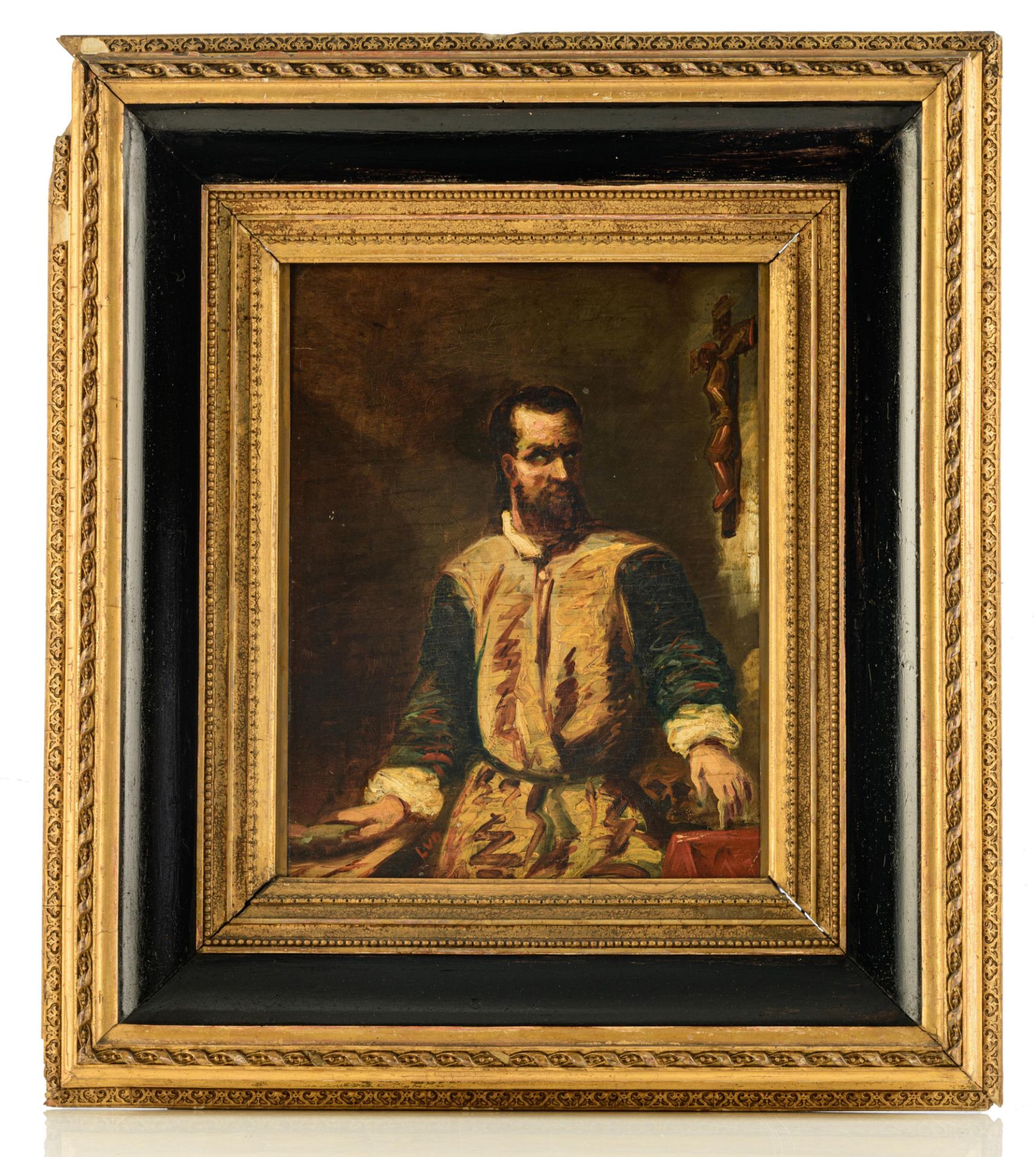 Portrait of a man in 17thC costume, 19thC, 32 x 42 cm - Image 2 of 4