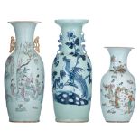 A collection of Chinese Republic period vases, 19thC - Republic period, H 58 - 59 - 43 cm