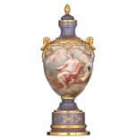 A fine Neoclassical hand-painted porcelain vase, marked Pirkenhammer, H 46 cm