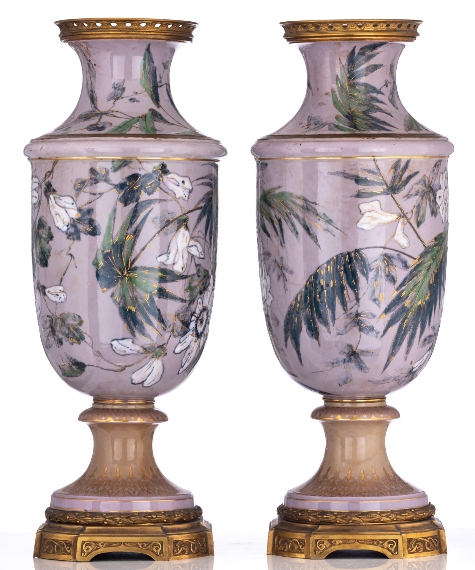 An imposing pair of Japonism inspired vases, H 91 cm - Image 3 of 15