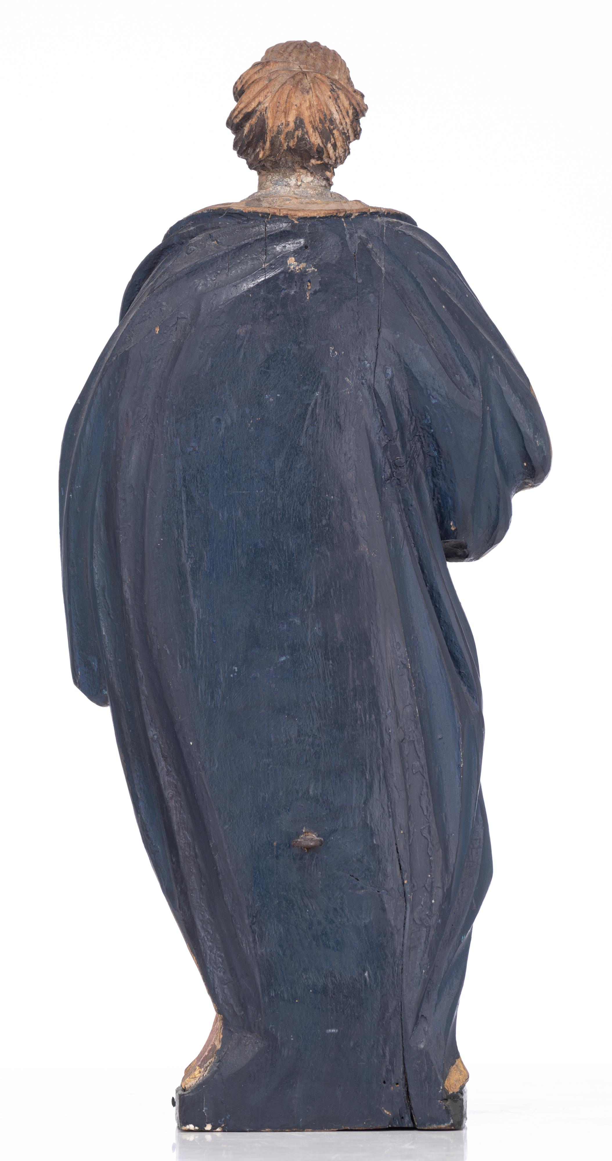 A female Saint in an elegant contrapposto, 18thC, H 48 cm - Bild 3 aus 13