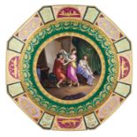 A very fine octagonal Vienna porcelain plate, depicting Apelles portraying Campaspe, ø 37 cm