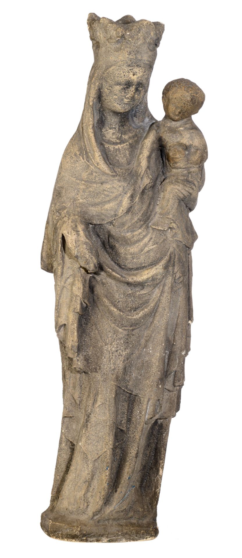 A sculpture of the Holy Virgin and Child, in the late Gothic manner, probably French, H 85 cm