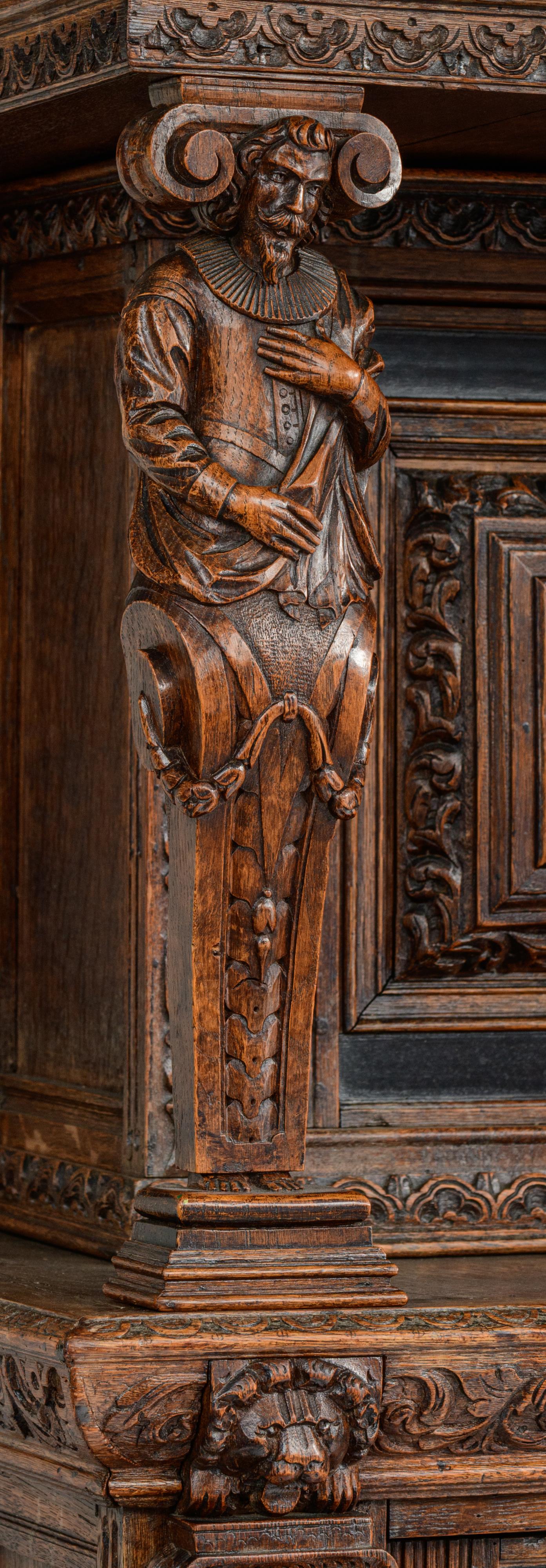 A Dutch-Zeelandic oak side cabinet 'Beeldenkast', dated 1632, H 206 - W 160 - D 66 cm - Bild 7 aus 10