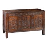 An English oak monastery chest, 17th/18thC, H 73 - W 120 - D 54 cm