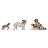 A collection of three Vienna cold-painted bronze dogs, ca. 1900, H 5,5 - 8,5 cm