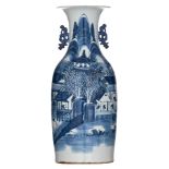 A Chinese blue and white vase, 19thC, H 58 cm