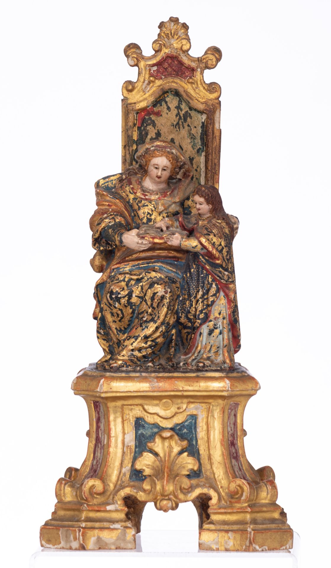 A Baroque Saint Anne with the Virgin, on a Rococo console, 18thC, H 41 - 87 cm - Image 2 of 21
