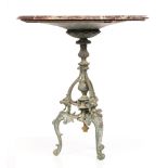 A Neoclassical gueridon with a bronze foot and marble top, H 80 - ø 74 cm