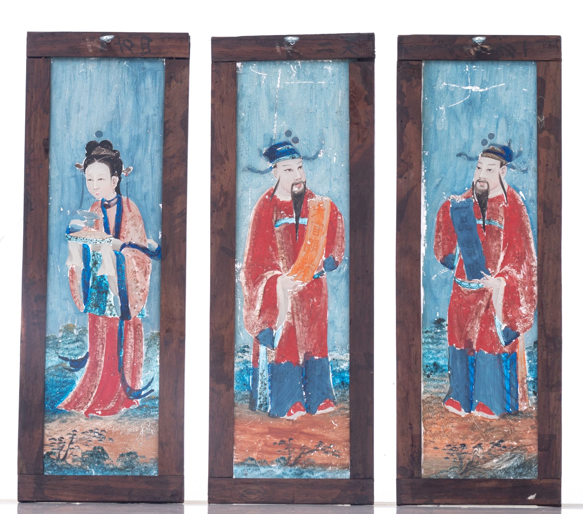 A Chinese Canton twenty-three-piece reversed glass painting set, late Qing dynasty, Total dimension - Image 12 of 22