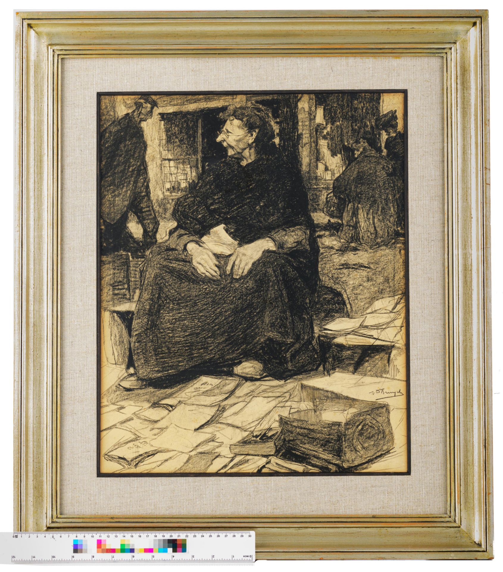 Jules De Bruycker (1870-1945), charcoal drawing, 40 x 50 cm - Image 7 of 7