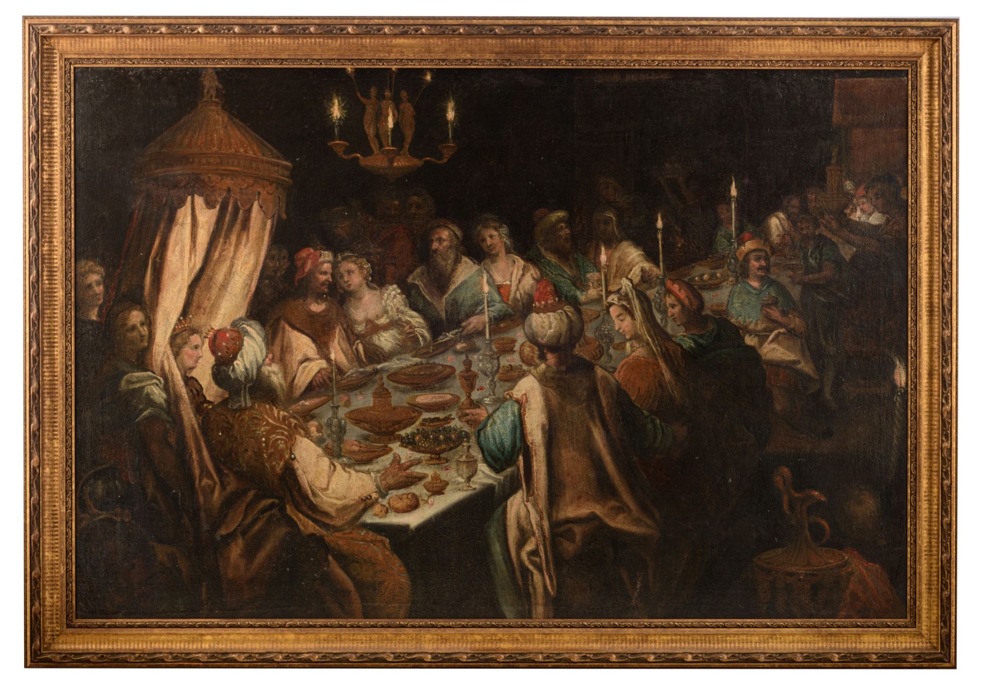 Follower of Frederik van Valckenborch, 'The feast of King Belshazzar', 99 x 149 cm - Image 2 of 8