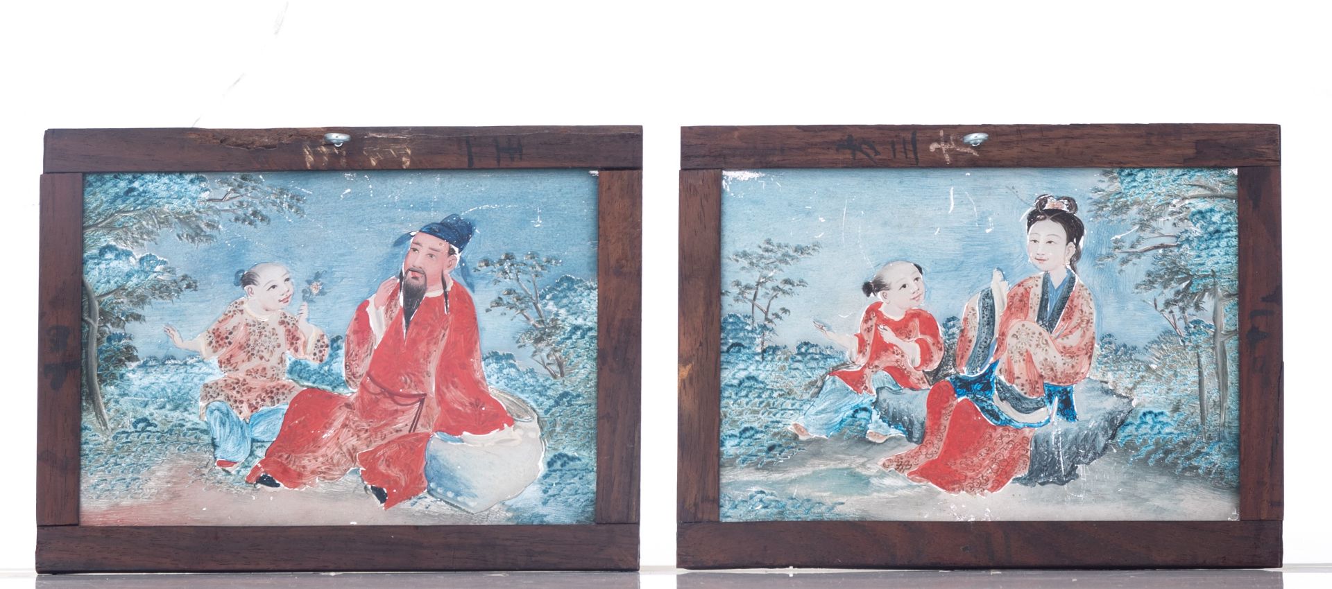 A Chinese Canton twenty-three-piece reversed glass painting set, late Qing dynasty, Total dimension - Image 16 of 22