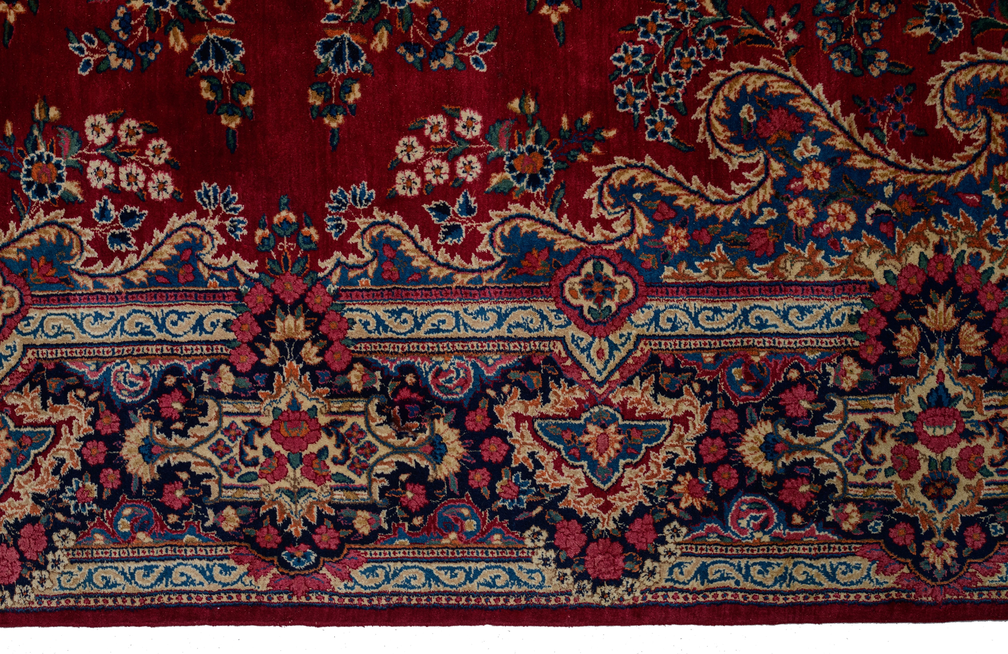 A large Oriental woollen rug, floral decorated, signed, 360 x 260 cm - Image 7 of 9