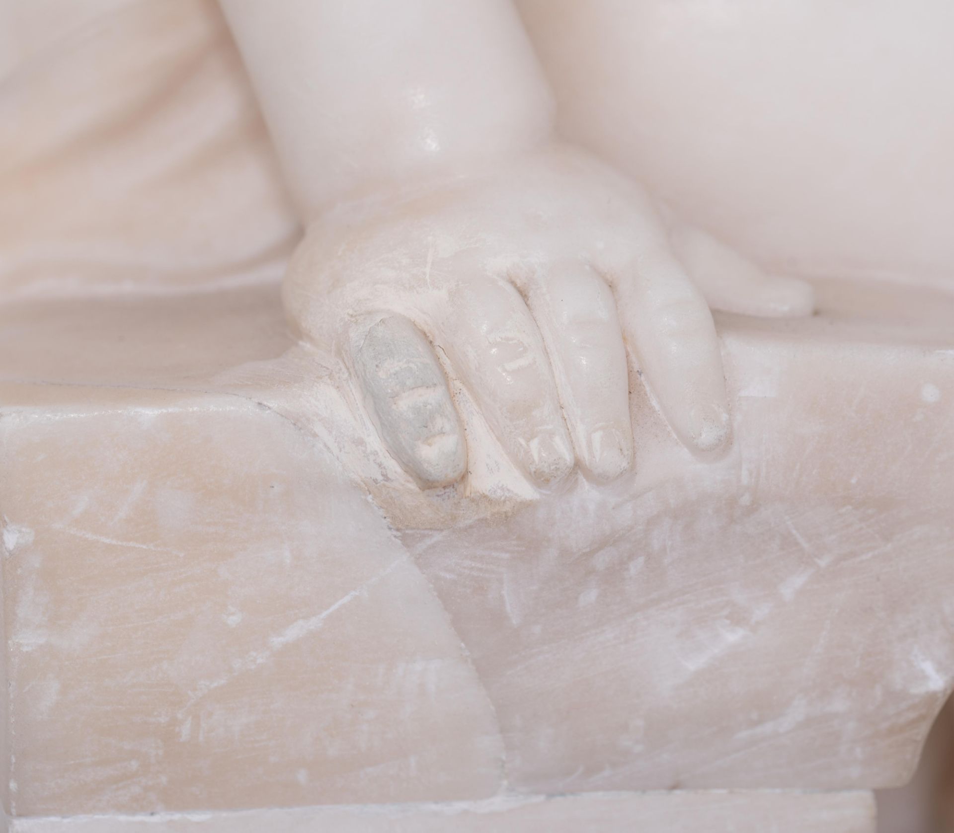 Pugi G., a Carrara marble group, depicting Amor and Psyche as children, H 45,5 cm - Image 7 of 11