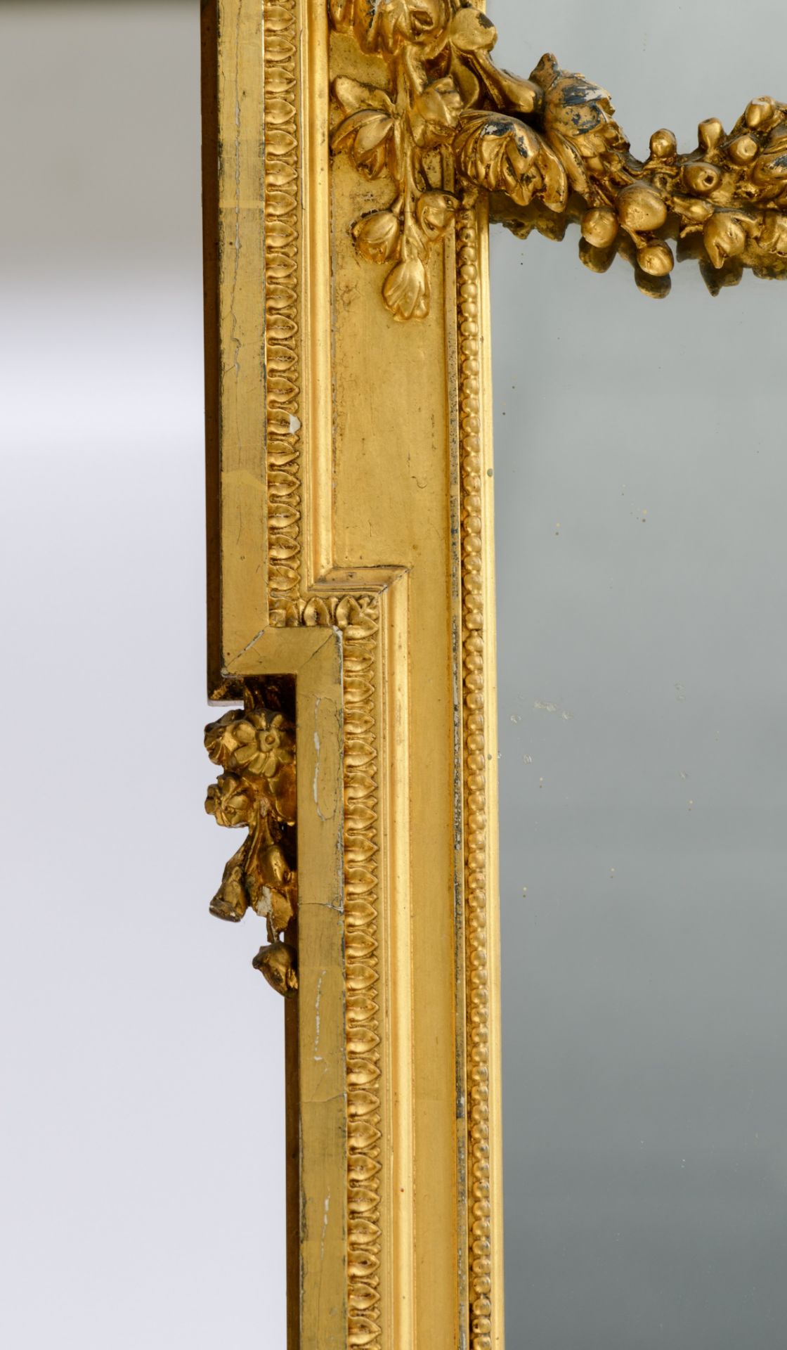 A large Louis XVI style pier mirror, H 245 - W 68 cm - Image 3 of 3