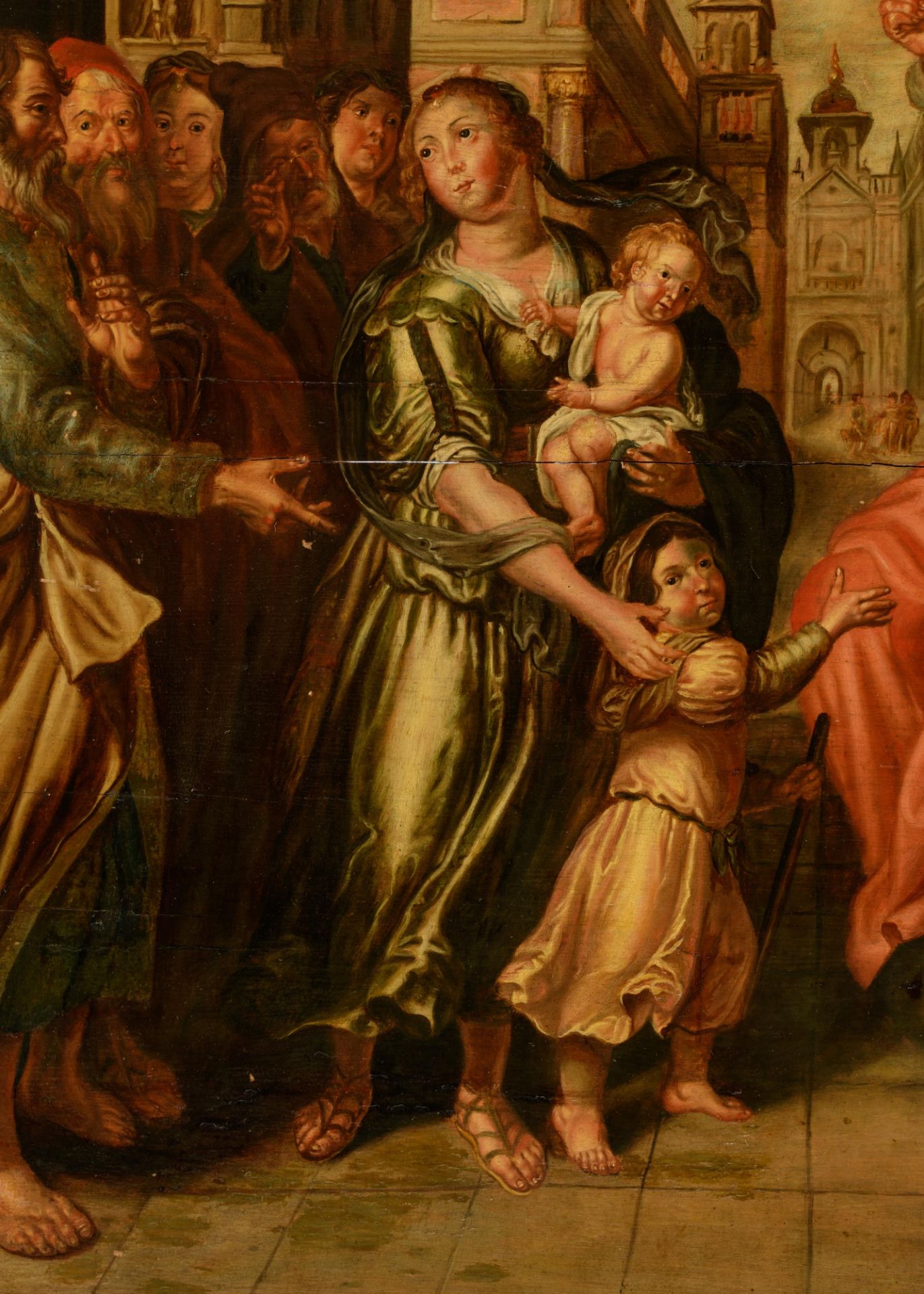 Let the children come to me, Antwerp School, 17thC, 74 x 105 cm - Image 3 of 4