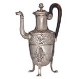 A Swedish silver neoclassical coffee pot, Stockholm hallmark, H 34 cm - weight c. 1.175 g.