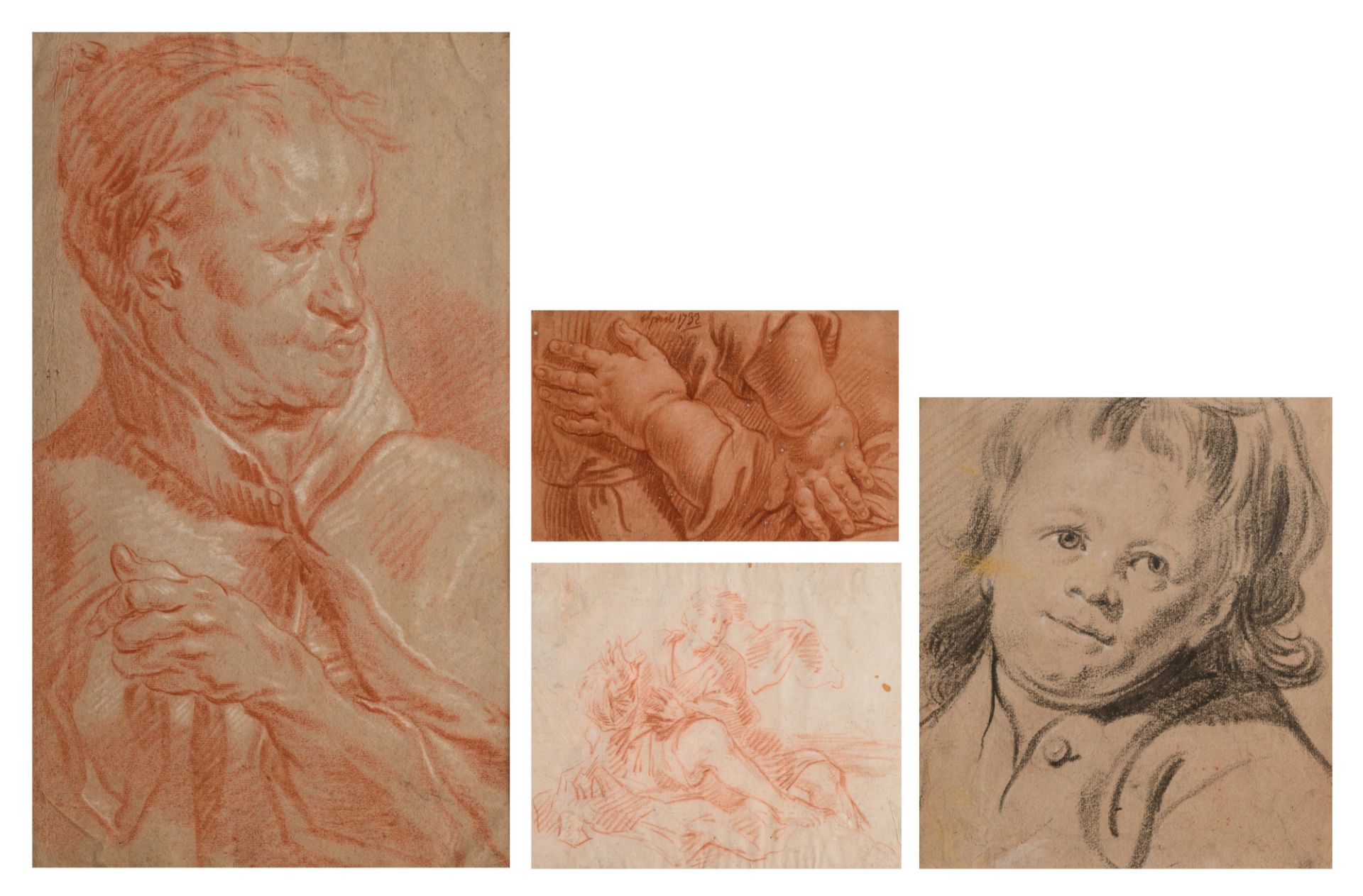 A collection of four drawings attributed to Jan Anton Garemyn, 12,3 x 19,2 - 24,5 x 42,5 cm