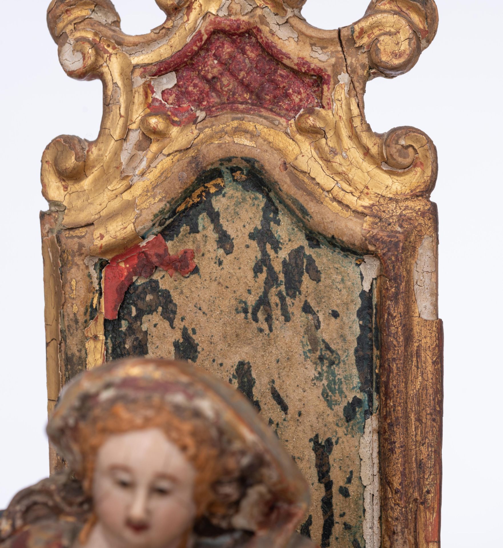 A Baroque Saint Anne with the Virgin, on a Rococo console, 18thC, H 41 - 87 cm - Image 16 of 21