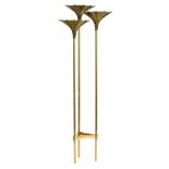 A vintage '70s brass 'Papyrus Lamp', designed by Nucci Valsecchi, H 196 cm