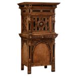 A Renaissance oak cupboard, the Southern Netherlands, 17thC and later, H 184 - W 99 - D 66 cm