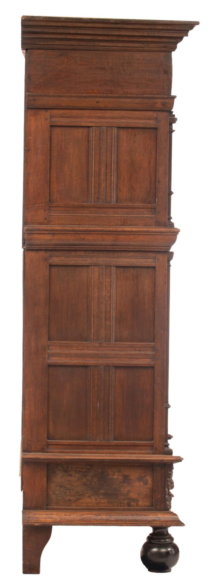 A Dutch-Zeelandic oak four-doors pillar cupboard, 17thC, H 210 - W 162 - D 61 cm - Image 5 of 9