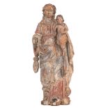 A wooden scultpure of Madonna and Child, Antwerp School, late 16thC, H 64 cm