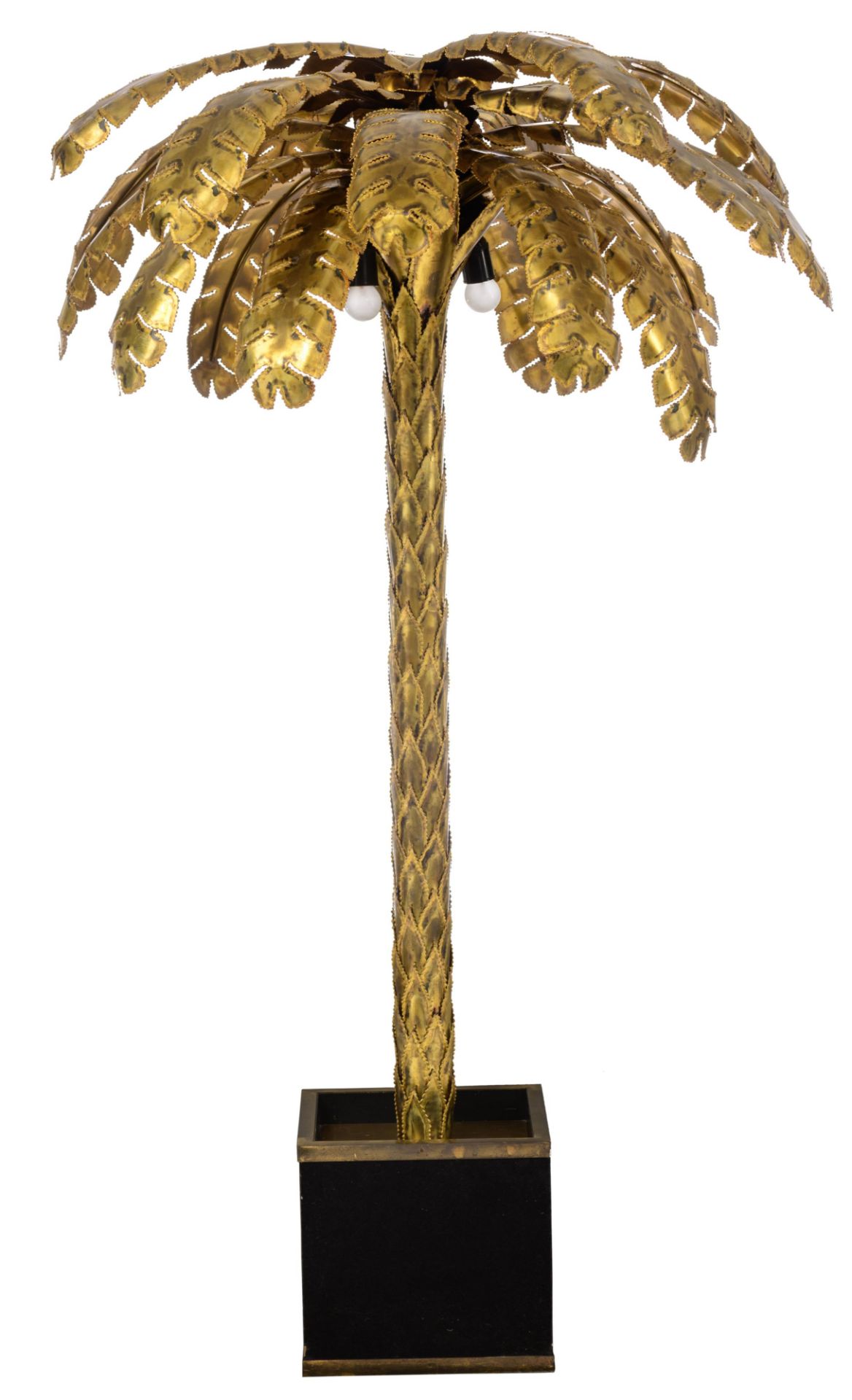 A vintage brass '70s design palm tree lamp by Maison Jansen, Paris, H 162 cm - Image 2 of 3
