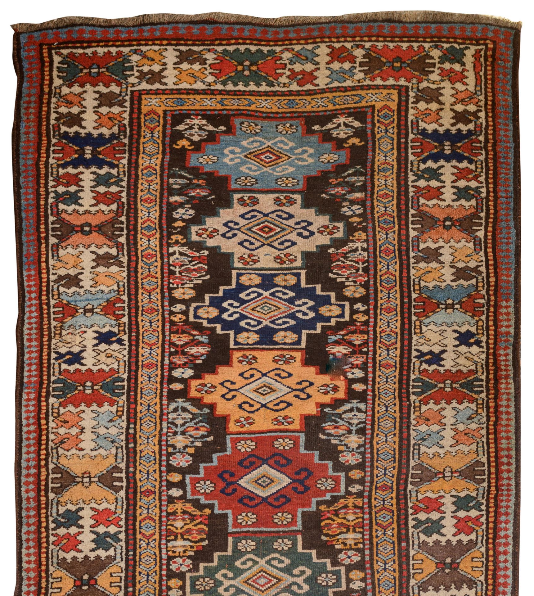 A Caucasian runner, wool on wool, ca 1910 - 1930, 116 x 439 cm - Image 7 of 7