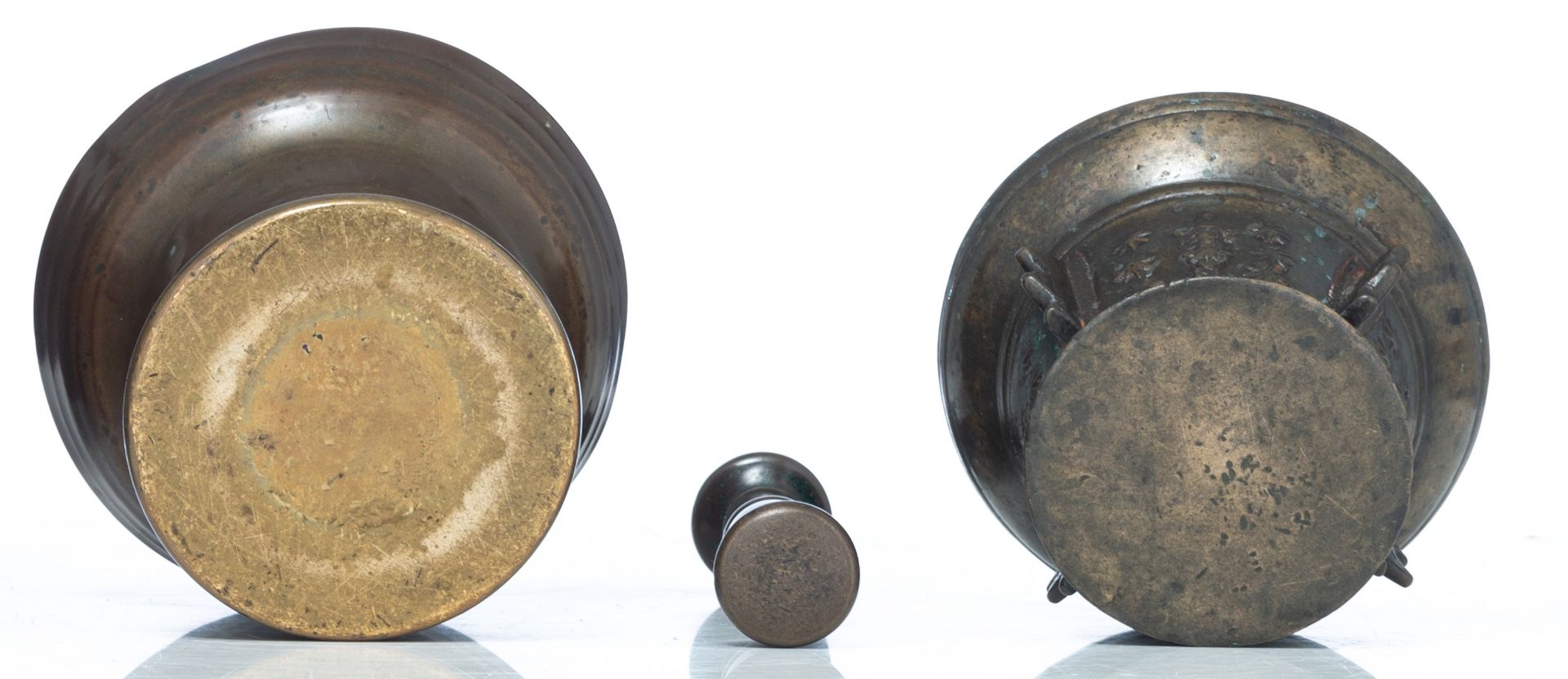 Two bronze mortars, one a 17th - 18thC South European (French or Spanish), one Dutch, 17thC, with it - Image 5 of 11