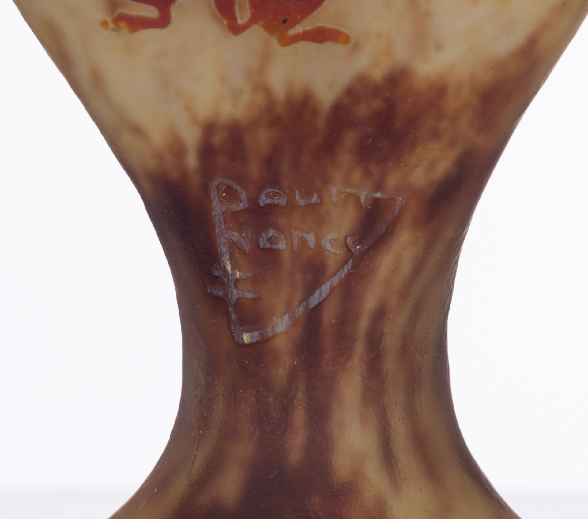 A Daum Nancy signed cameo glass vase, about 1910, H 13,5 cm - Image 7 of 7