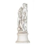 A second half of the19thC Dieppe or Paris mythological ivory group depicting Neptune & Flora, H 22,4