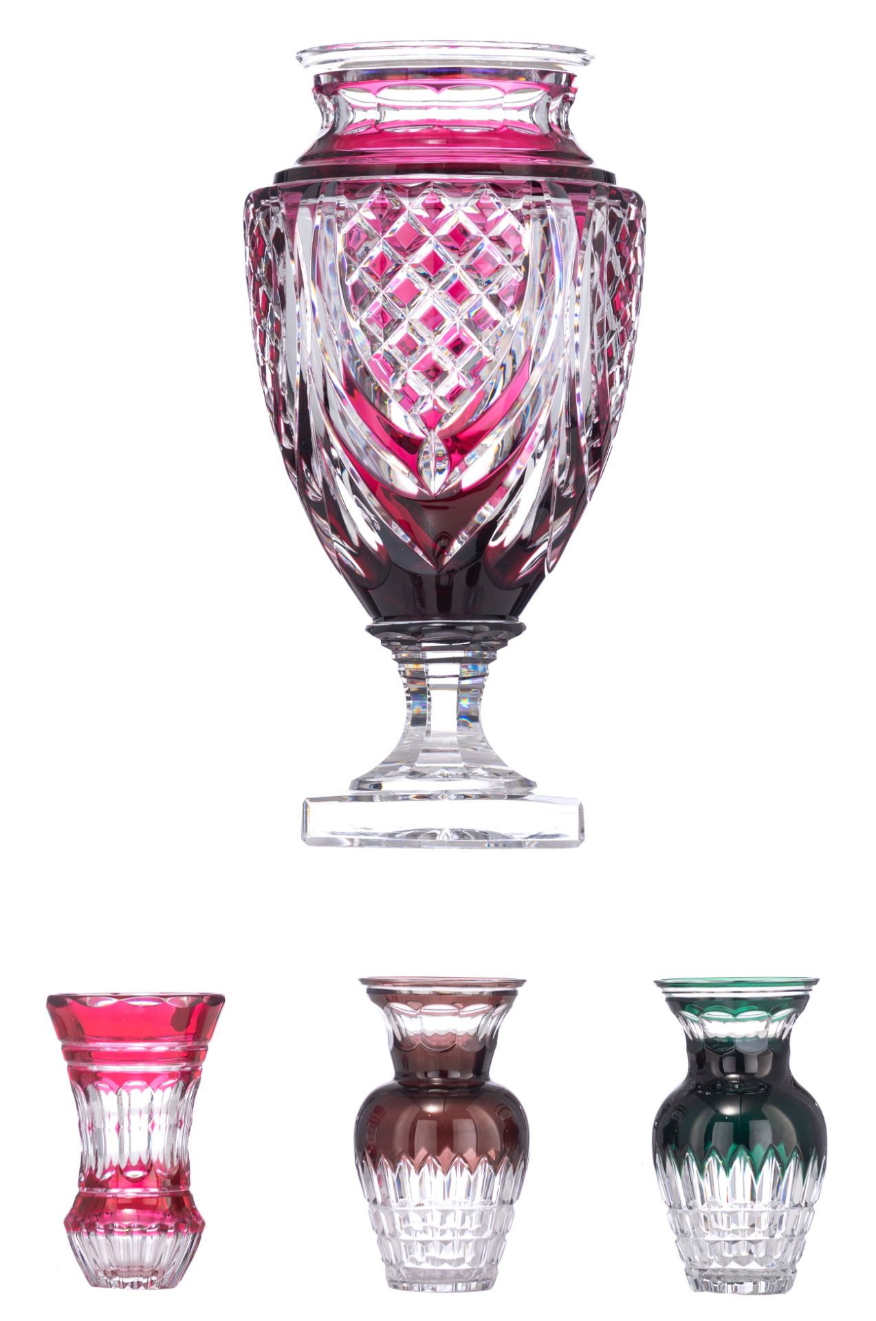 A collection of Val-Saint-Lambert vases, H 14,3 - 14,6 cm