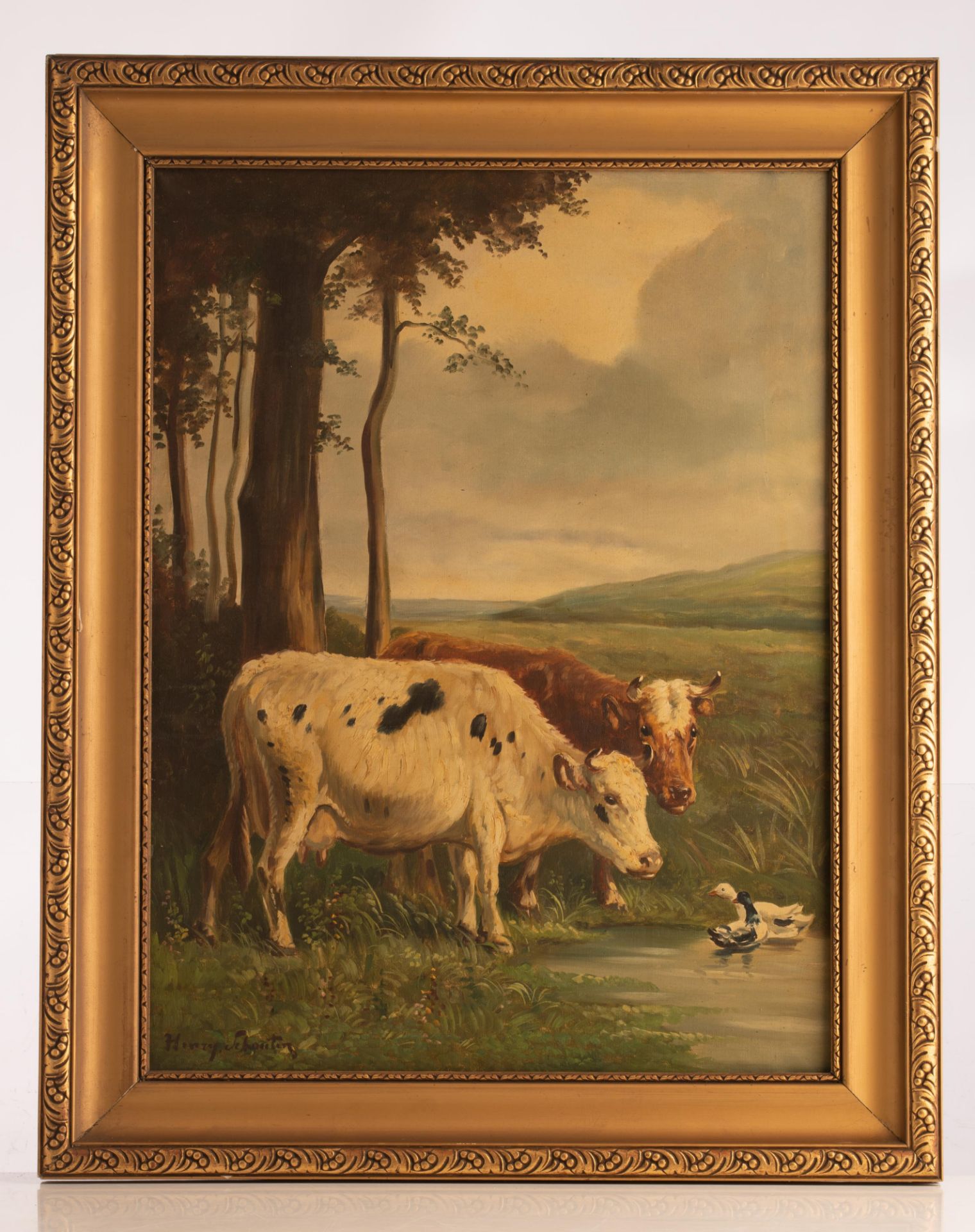 (Henri Schouten), cows in a landscape, oil on canvas, 60 x 80 cm