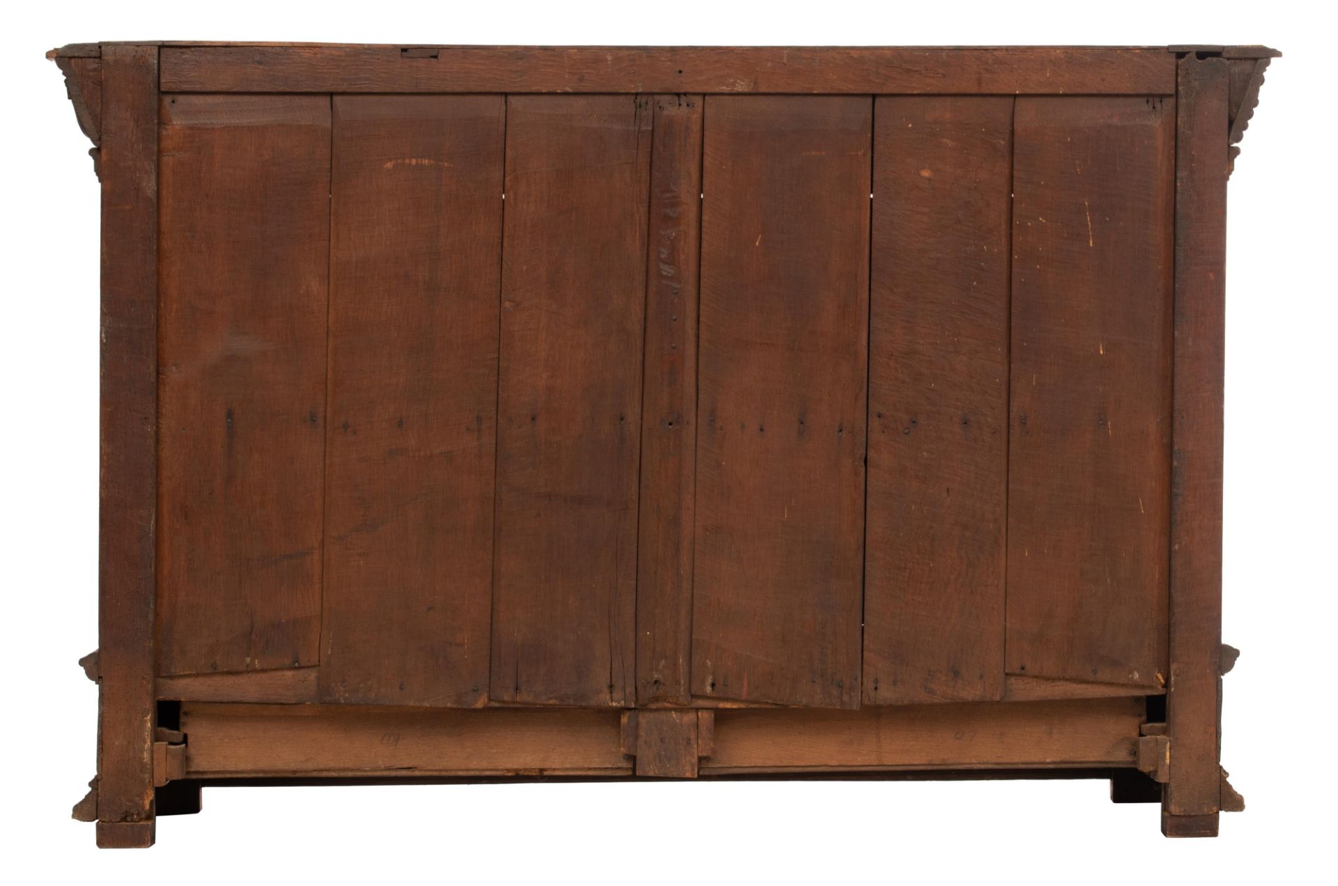 A Flemish cupboard 'bahut', 17thC and later, H 117,5 - W 181 - D 72,5 cm - Image 3 of 12