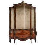 A Napoleon III rosewood veneered display cabinet, with floral marquetry, H 193 - W 135 - D 48 cm