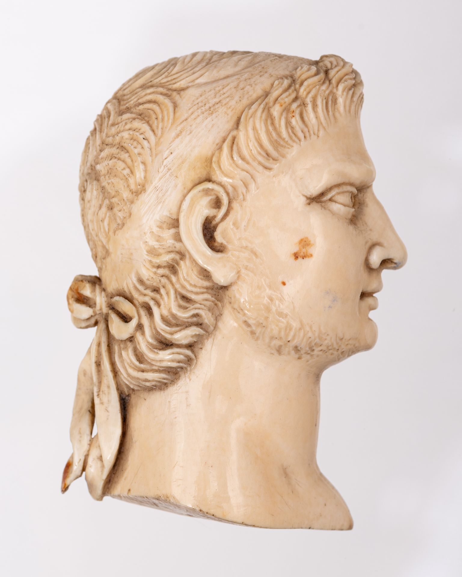 A rare series of twelve ivory profile portraits of Roman emperors, late 18thC / early 19thC, H 7,2 - - Image 16 of 36