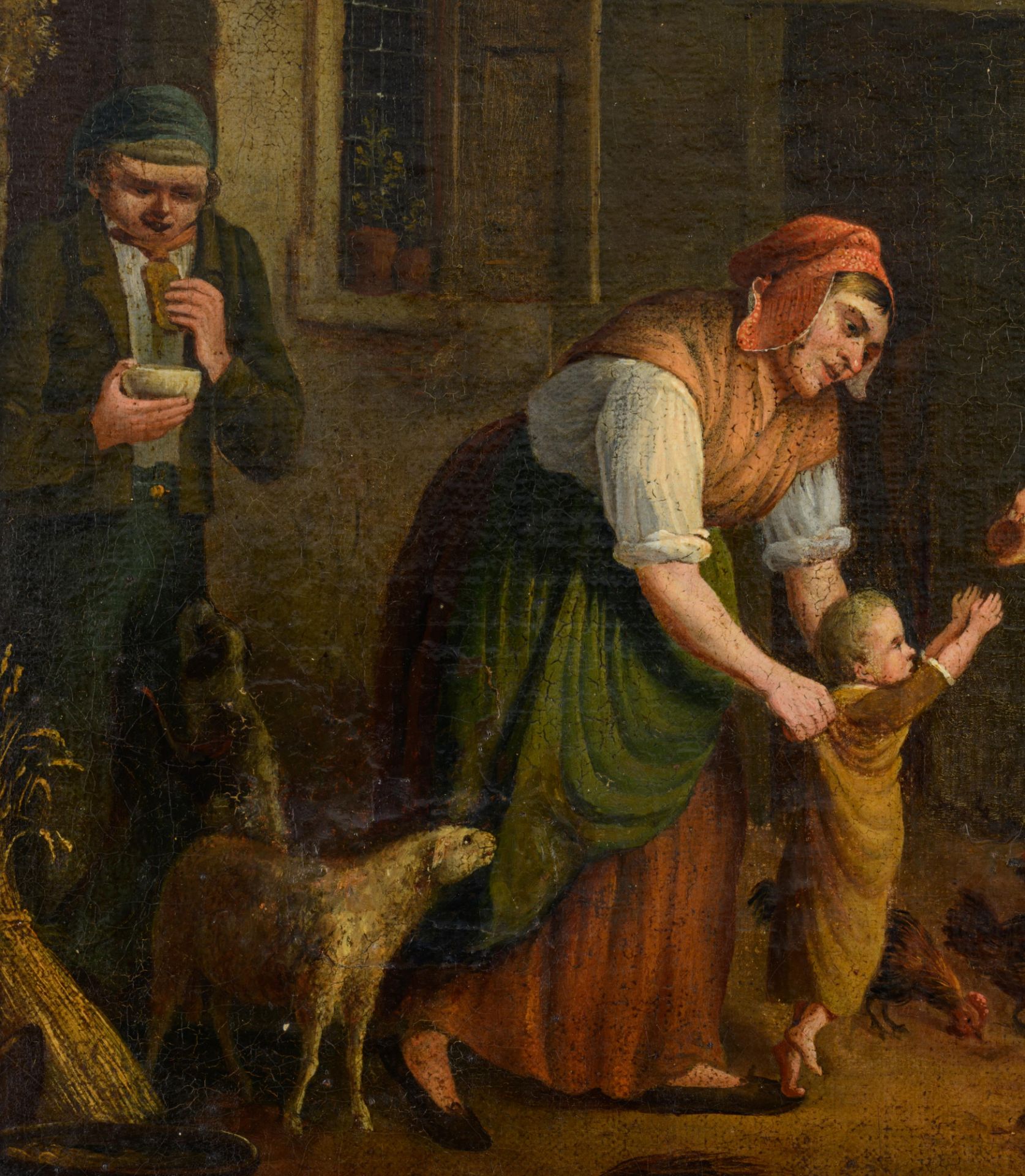 Genre painting, 18thC, 29,5 x 42,5 cm - Image 4 of 7