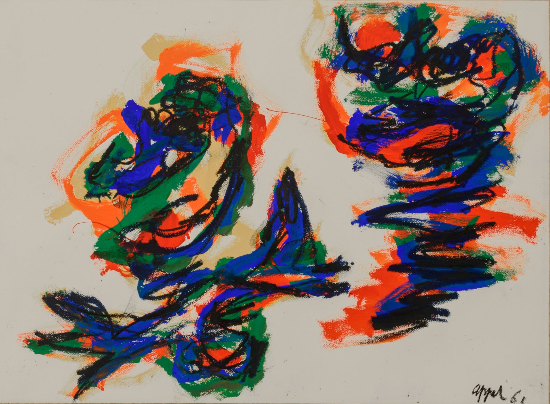Karel Appel (1921-2006), 'Two Figures', 1961, 55 x 76 cm