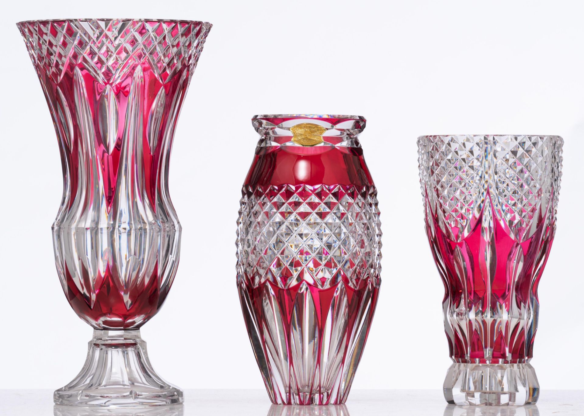 A collection of five glass Val-Saint-Lambert vases, H 25 - 40,5 cm - Image 2 of 20