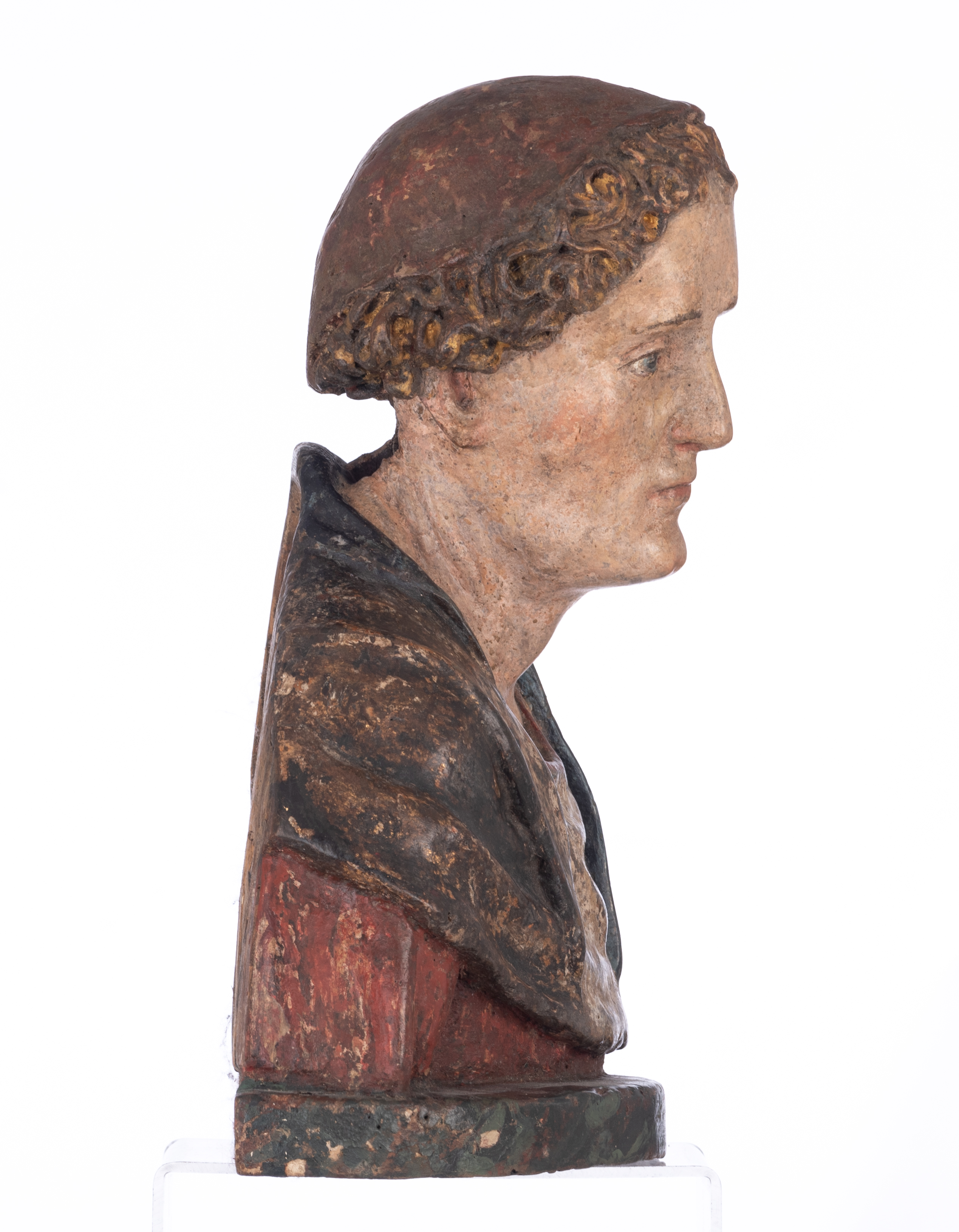 An exceptional Italian Renaissance bust of a man, 16thC, H 39,5 -W 42 cm - Bild 3 aus 6