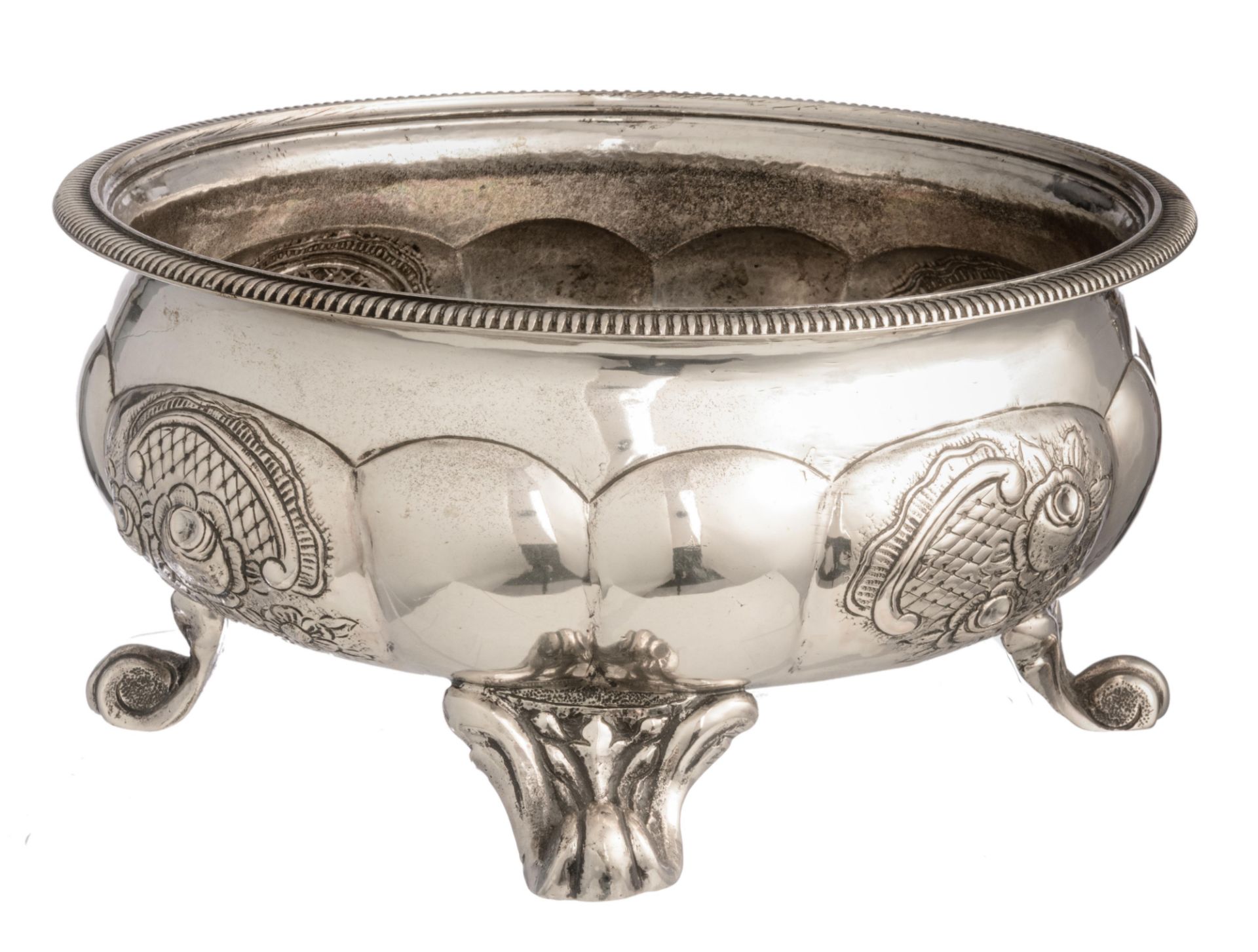 A 19thC Austro-Hungarian silver planter, Ø on top 24,4 cm - weight c. 1.380 g. - Image 4 of 6