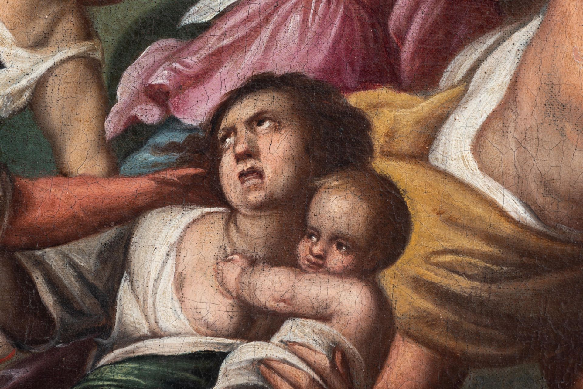 Karel van Mander (Attr.), the Infanticide in Bethlehem, oil on canvas, Late 16thC, 118 x 190 cm - Image 11 of 24