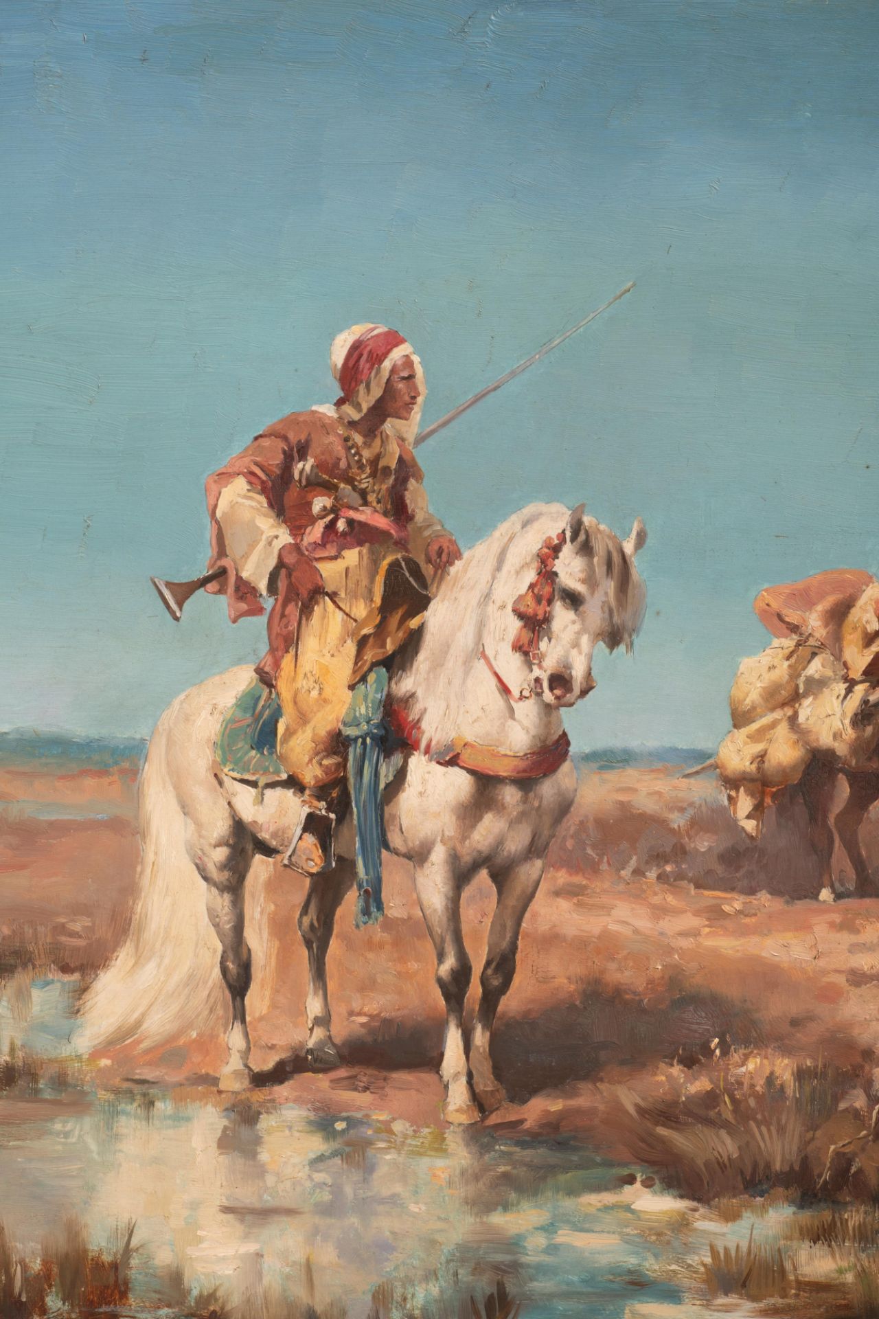 Schreyer J. M., Moorish horseman in a landscape, oil on a mahogany panel, 51 x 72 cm - Image 4 of 6