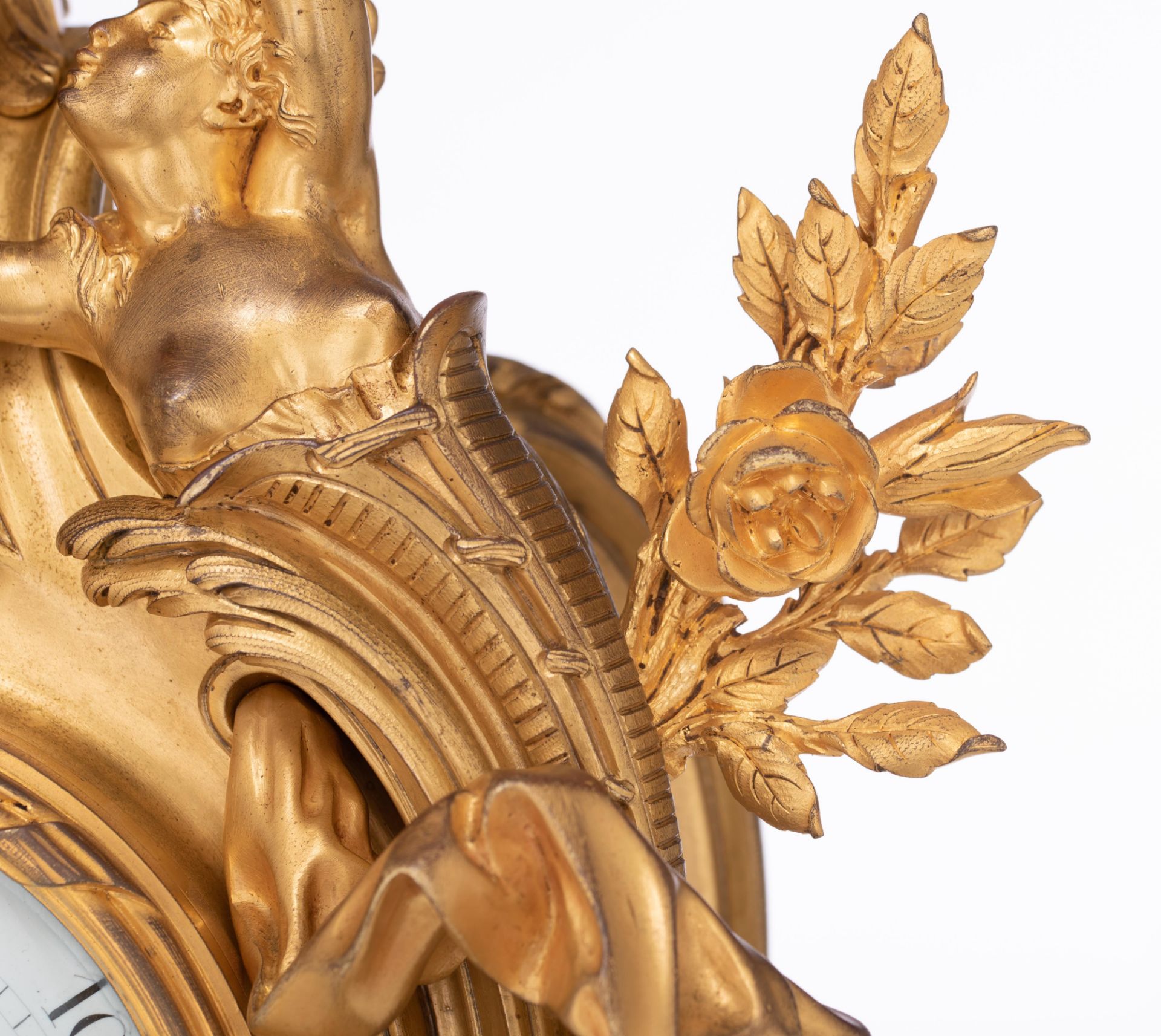 A fine Rococo style gilt bronze cartel clock, H 61 cm - Image 10 of 10