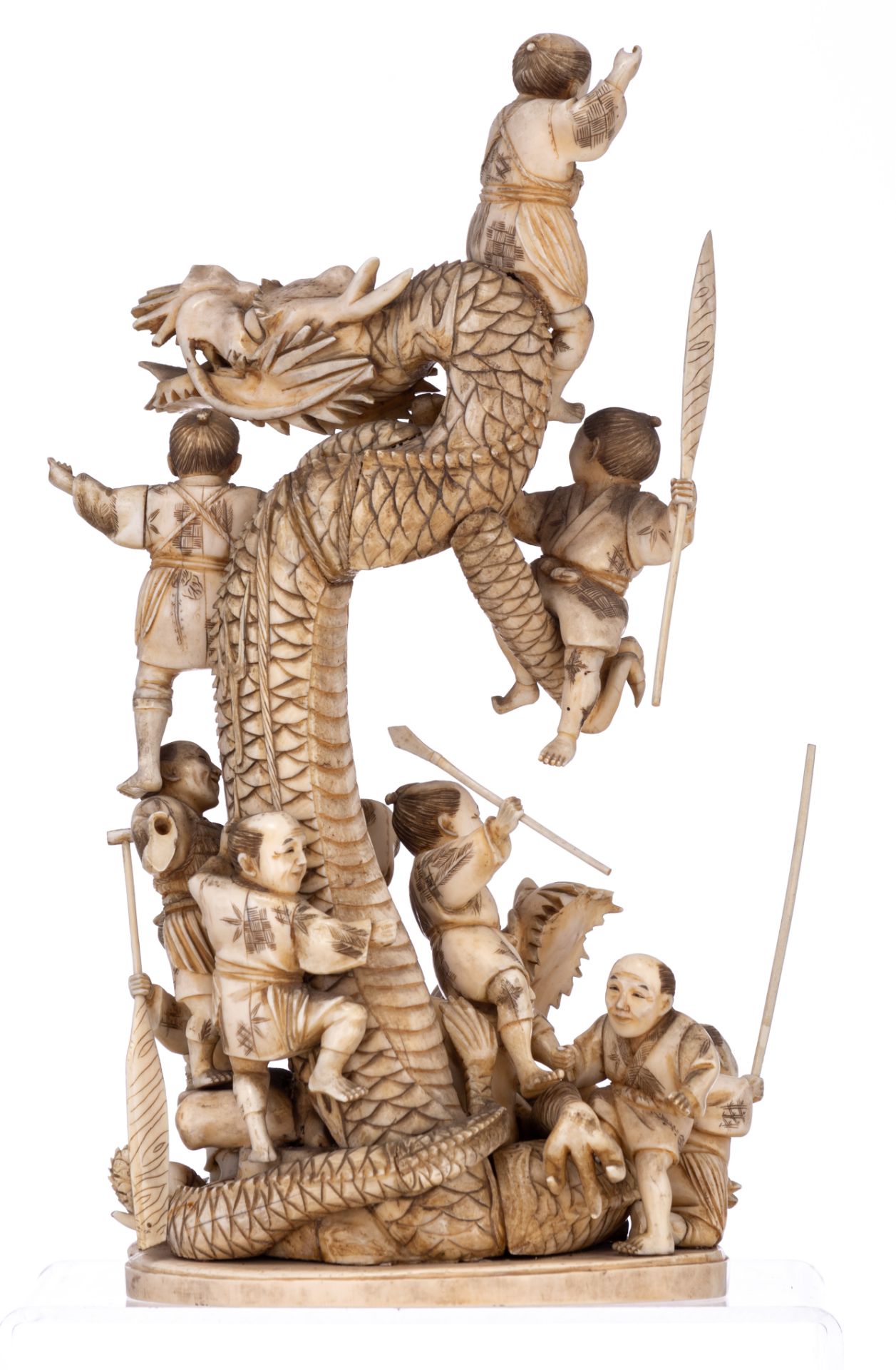 A Japanese Meiji-period ivory okimono, H 31 cm - weight c. 1.940 g. - Image 6 of 21