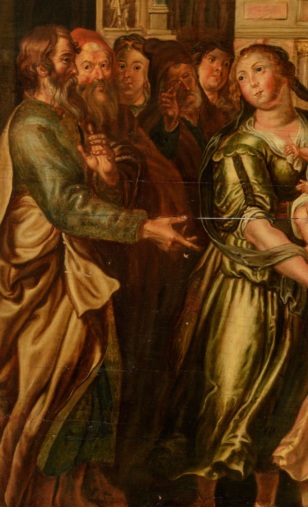 Let the children come to me, Antwerp School, 17thC, 74 x 105 cm - Image 4 of 4