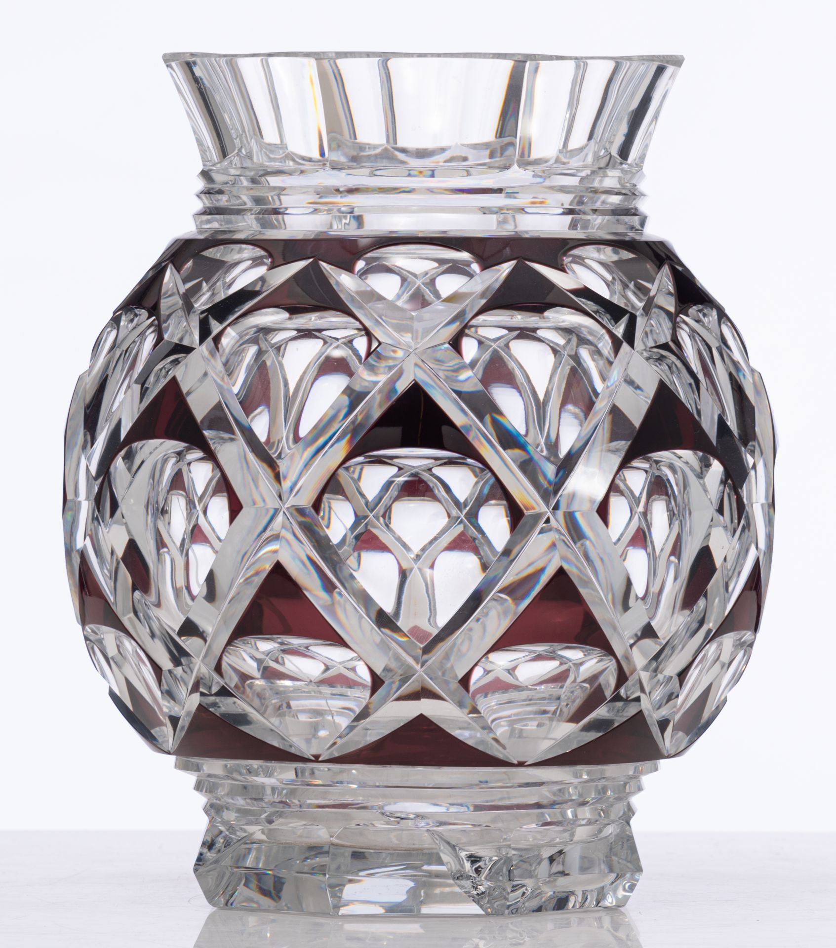 A Val-Saint-Lambert vase, H 29,5 cm - Image 3 of 12