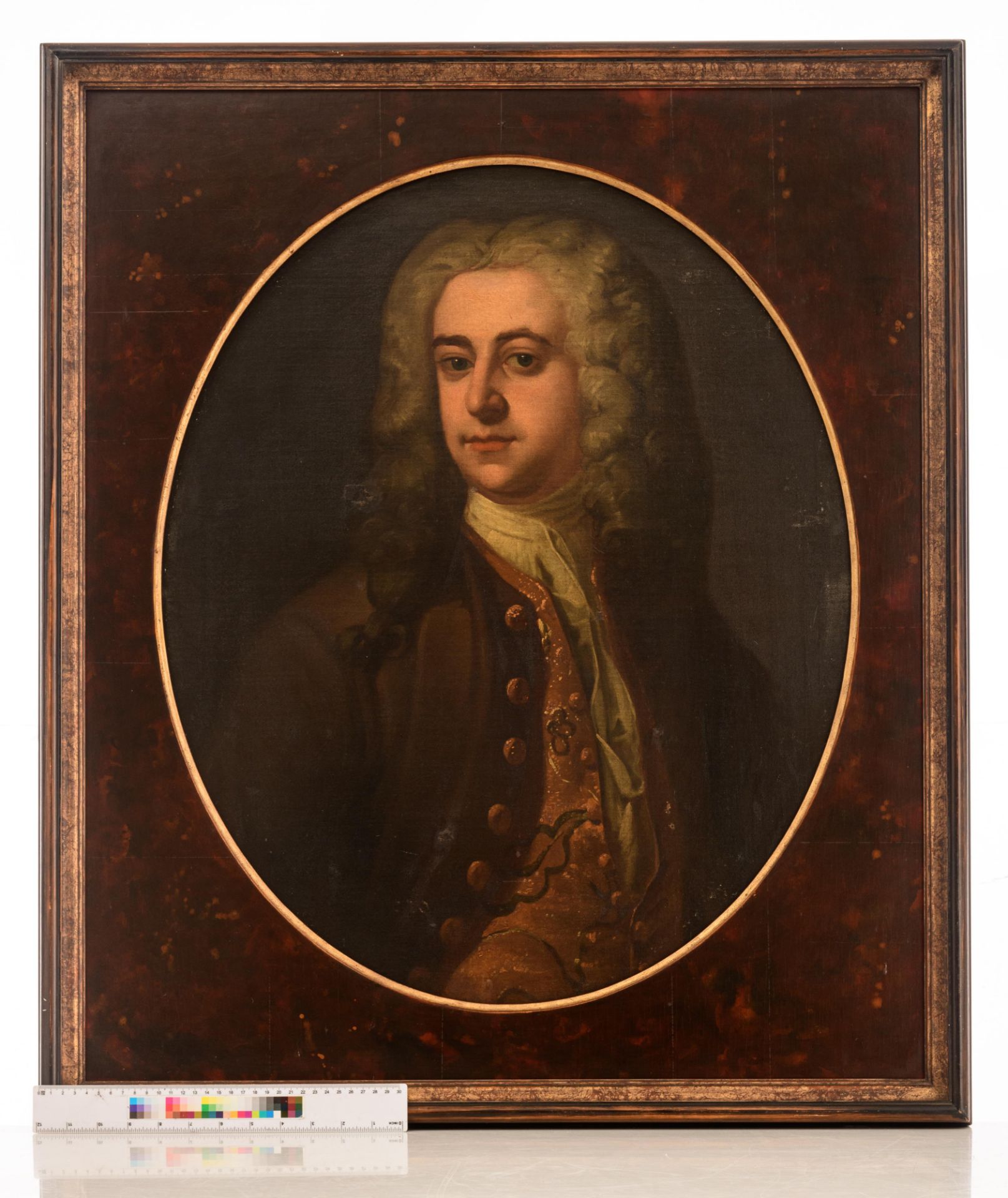 Circle of Joseph Highmore, the portrait of a nobleman, 18thC, 62 x 75 cm - Image 7 of 7